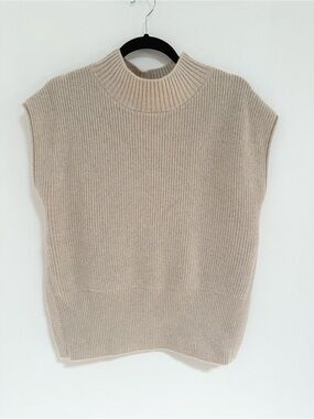 Elaine Kim Teah 100% Cashmere Sweater Vest Stardust Metallic Side Zip size S